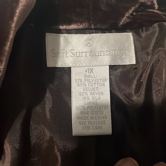 Soft Surroundings Brown Kimono Jacket Open Front - Velvet Lapel and Cuffs - Picture 5 of 7